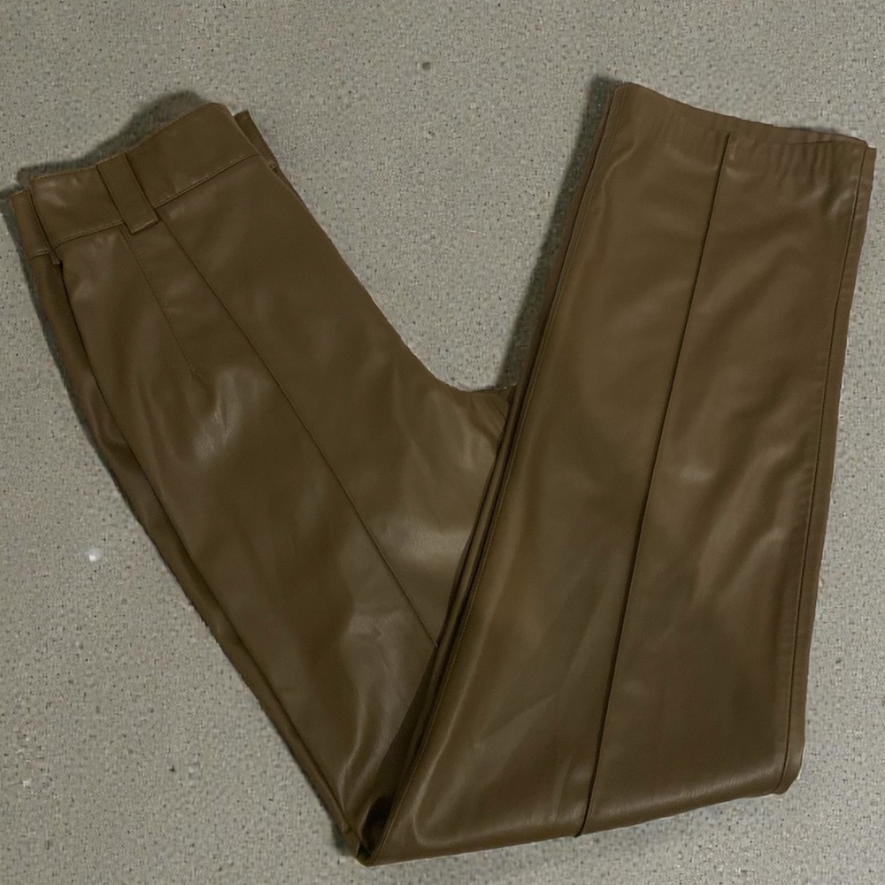 Zara Francoise Straight Leg Faux Leather Trousers